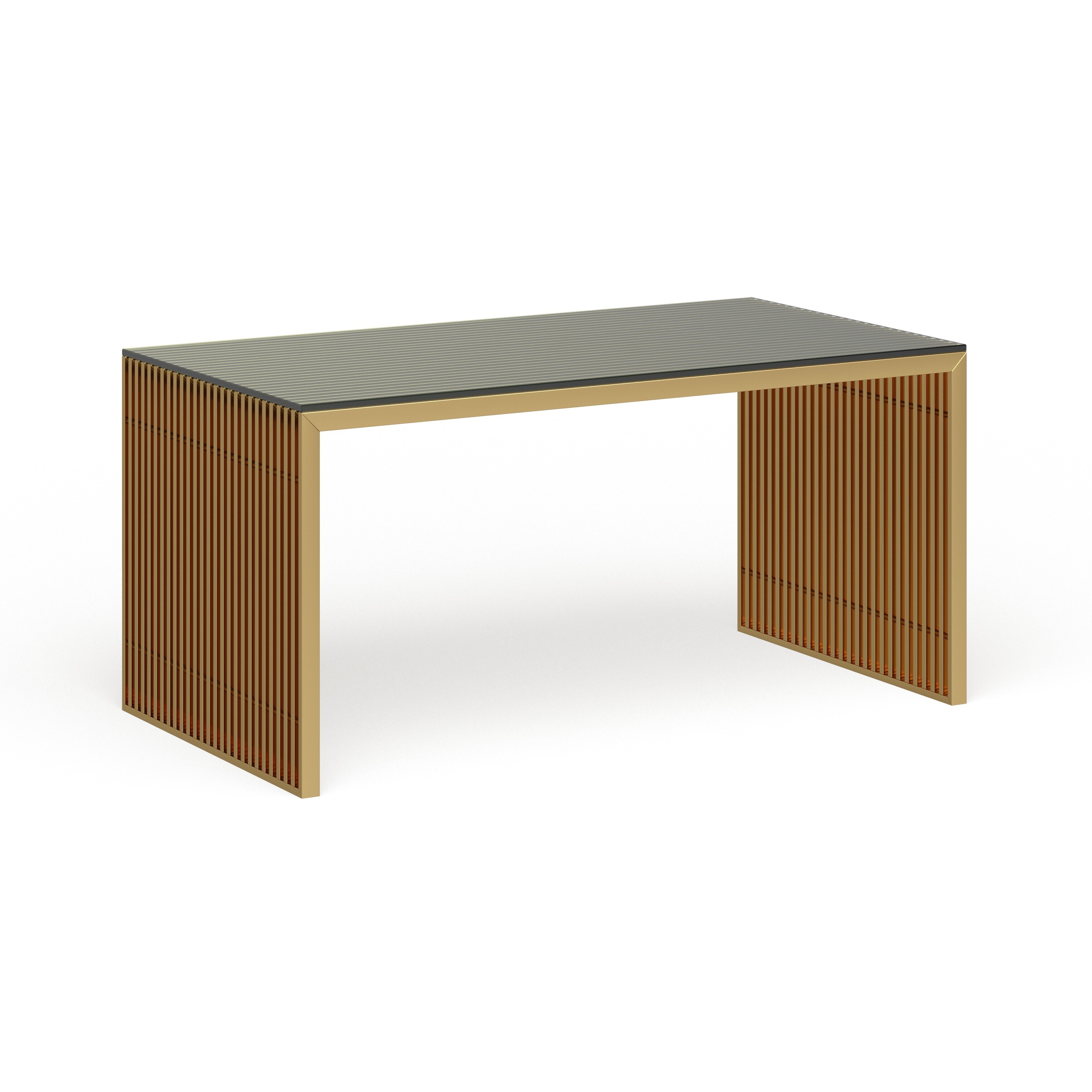Gridiron Stainless Steel Dining Table - Gold