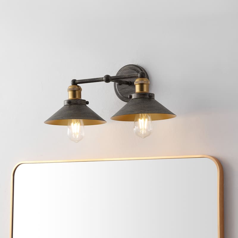 Florence Metal Shade Sconce, by JONATHAN Y - 2-Light - Rustic Dark
