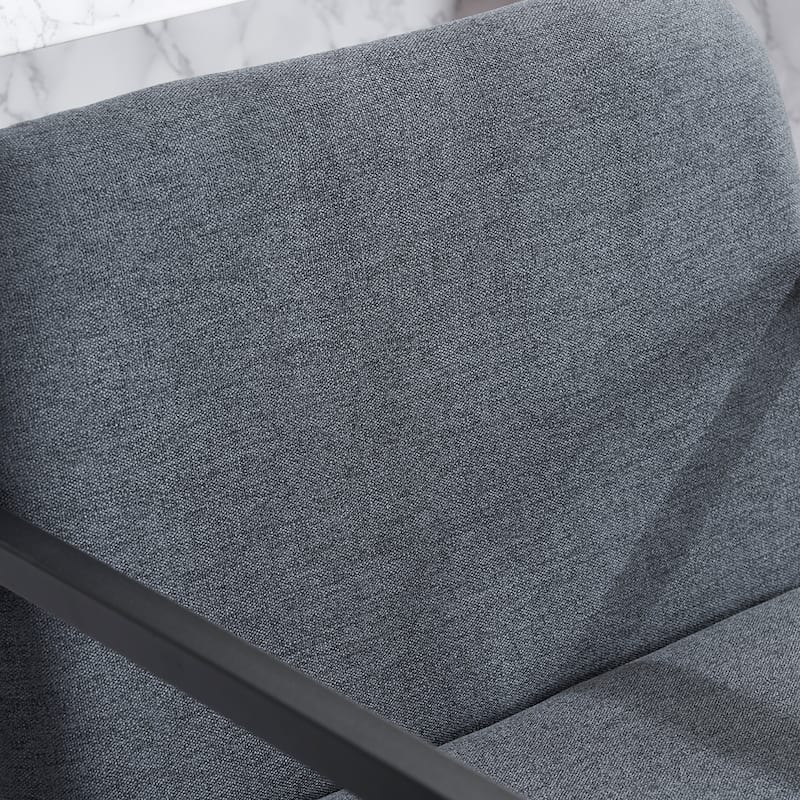 Set of 2 Dark Grey Fabric Dining Chair with Armrests and Metal Frame for Kitchen Island or Dining Room