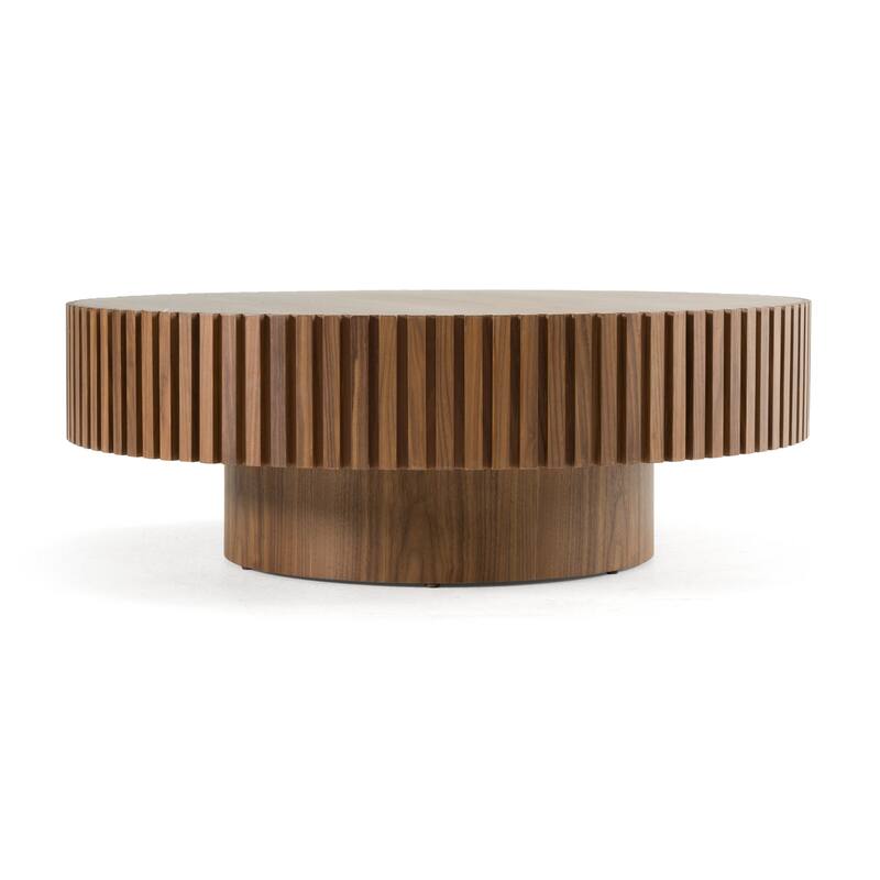 Modrest Pierre Modern Walnut Large Round Coffee Table
