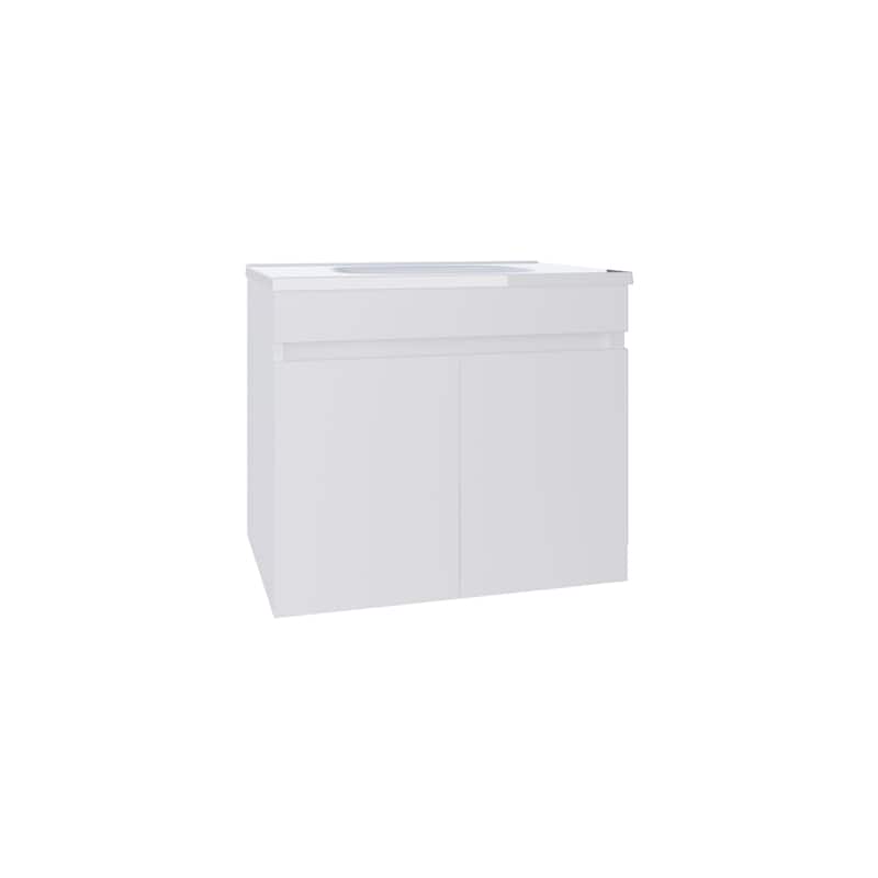 Floating,Wide Double Door Vanity, With Resin Sink And Two Shelves,Bathroom Storage