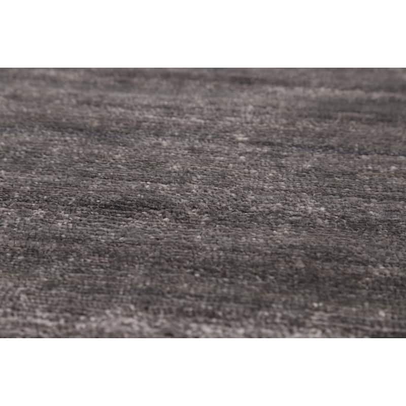 Hand Knotted Oriental Viscose Silk Carpet Tribal Animal Pictorial Greys & Charcoal Gabbeh Area Rug - 11' 6'' X 7' 11''