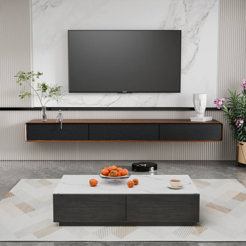 Modland 78" Modern Floating TV Stand Wall Mounted Media Control Center for Living Room - 78