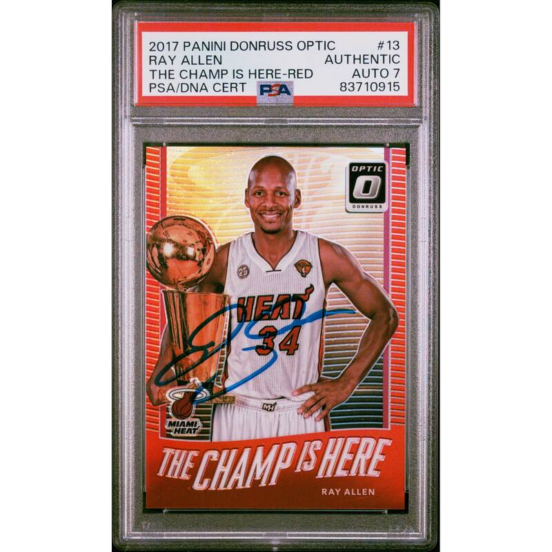 Ray Allen 2017 Panini Donruss Optic Red Signed Card #13 Auto Graded PSA 7 91/99 - 8'6" x 11'6"