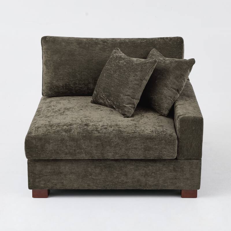 Chenille Upholstered Armless Accent Chair With Plush Cushion