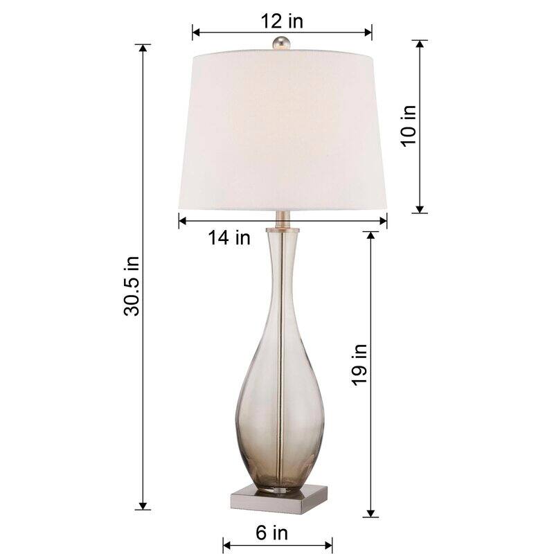 30.5" Glass Table Lamp Set with USB (Set of 2)