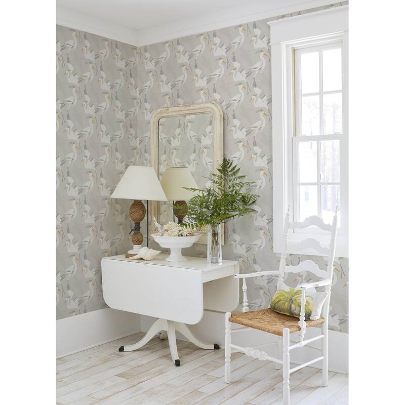 NuWallpaper Coastal Wings Taupe Peel and Stick Wallpaper - N/A