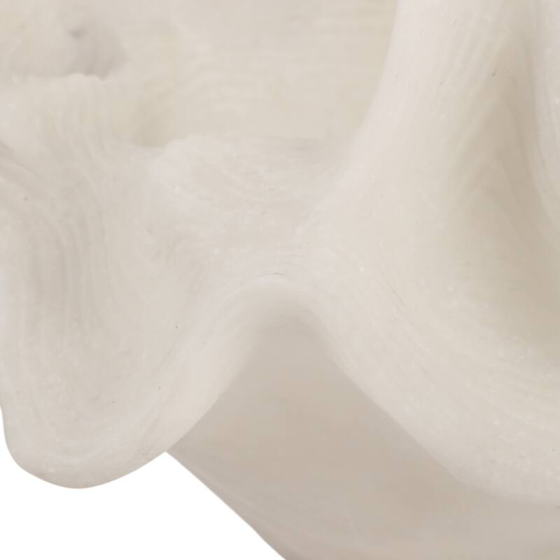 Resin Decorative Bowl Ruffled Edge Coral Accent Home Office - 7" White - 12" x 11.75" x 7.25"