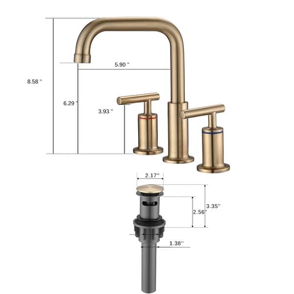 dimension image slide 0 of 4, YASINU 8 Inch Luxury Widespread Bathroom Sink Faucet with Pop-Up Drain