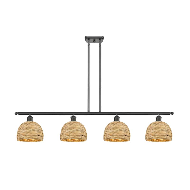 Innovations Lighting 516-4I-11-48 Woven Rattan Linear Woven Rattan 4 - Oil Rubbed Bronze / Natural