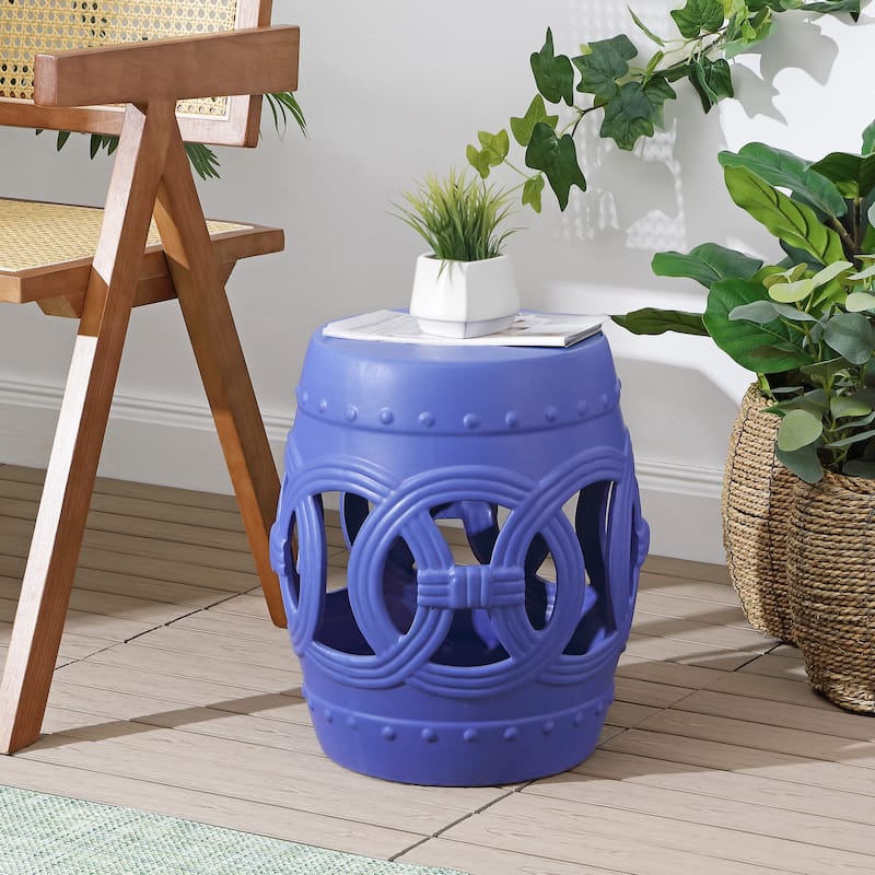 Lucky Coins 16" Chinese Ceramic Drum Garden Stool