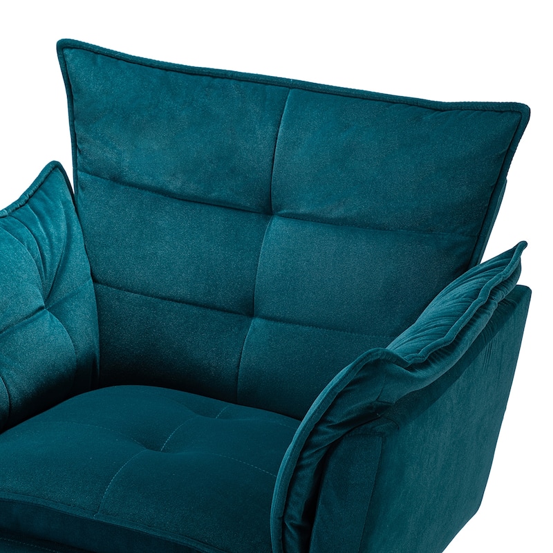 1ida Modern Velvet Tufted Padded Cushion Armchair with Golden Metal Legs by HULALA HOME