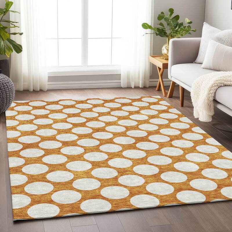 Machine Washable Indoor/ Outdoor Chantille Modern Dots Rug