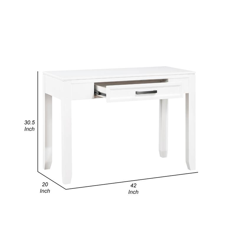 Thiem Writing Laptop Desk, 1 Drawer, White Veneer, 42 Inch