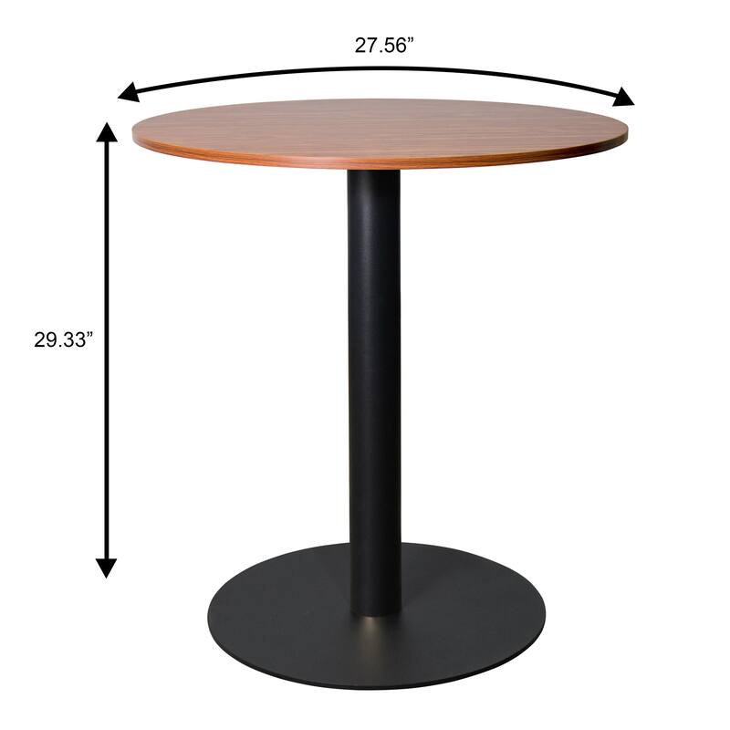 Vail Round Dining Table with 27 in. MDF Tabletop in Black Stainless Steel Round Pedestal Base with Gold Accent Kitchen Table