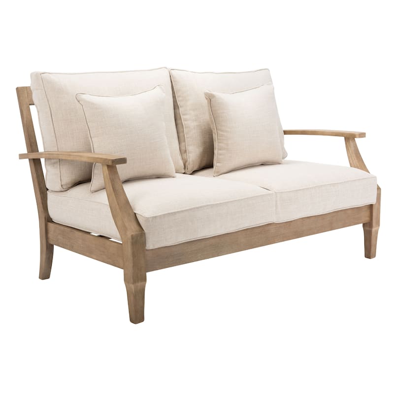 SAFAVIEH Couture Martinique Wood Patio Loveseat - 56"W x 35"D x 32"H