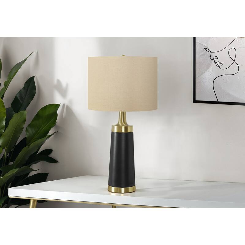 Lighting, 28"h, Table Lamp, Black Metal, Beige Shade, Contemporary - Black