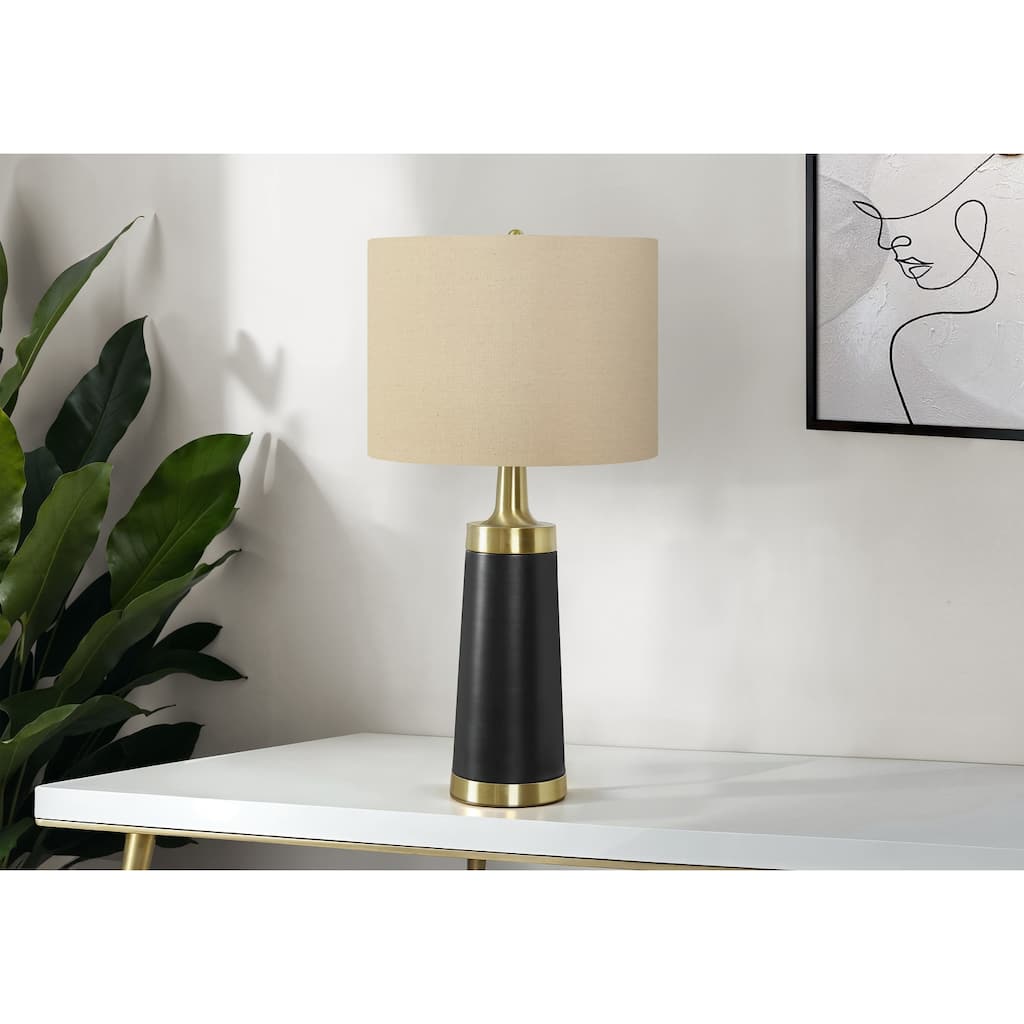 Lighting, 28"h, Table Lamp, Black Metal, Beige Shade, Contemporary