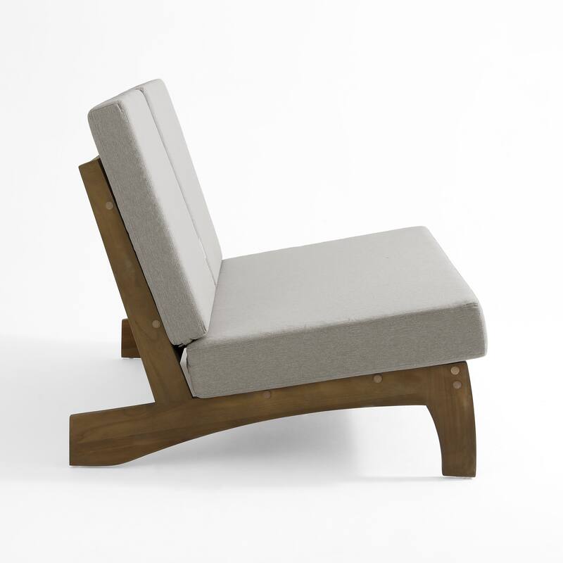 Patio Teak Wood Outdoor Loveseat with Cushion