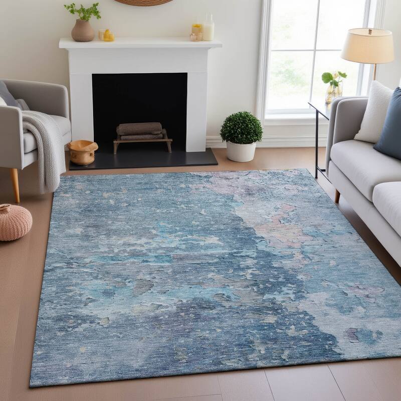 Premium Washable Super Soft Abstract Watercolor Mayfield Rug - Blue - 3' x 5'