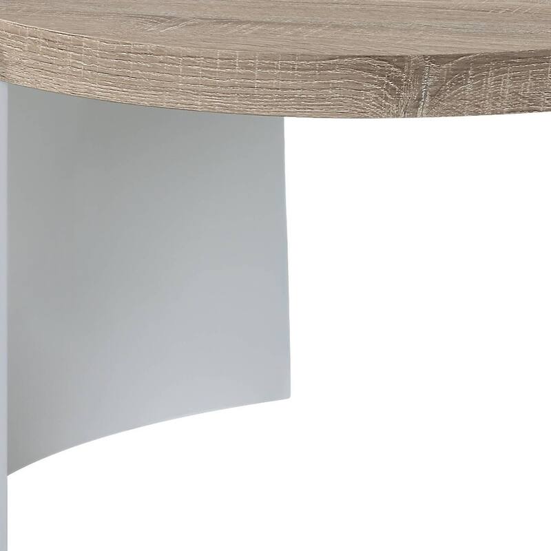 HomeRoots 33" Oak and White Wood Round Partial Frame Coffee Table - 33.00 in. x 18.00 in. x 33.00 in.