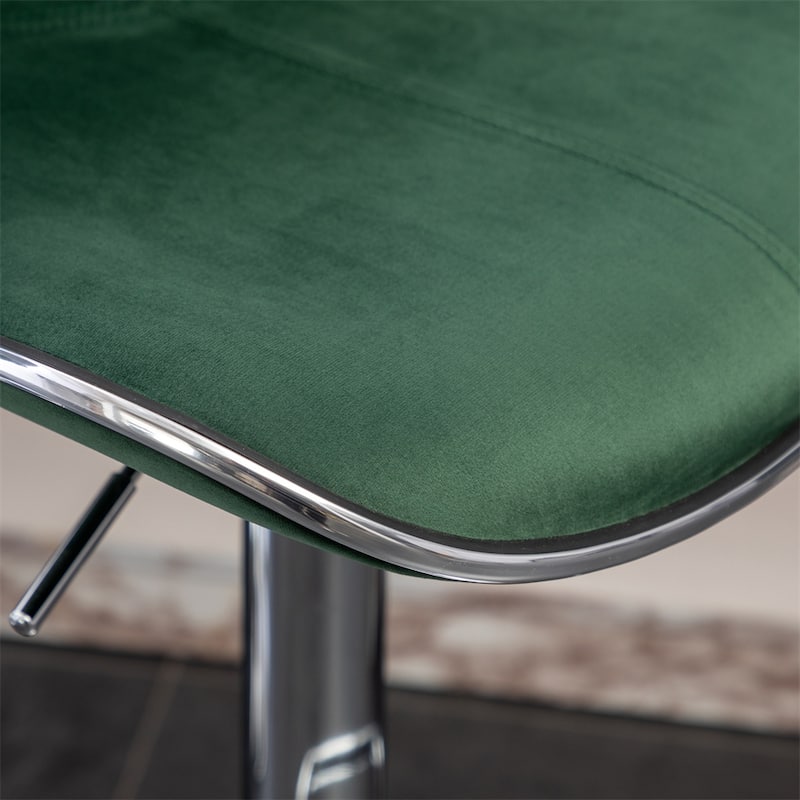 Velvet Upholstered Adjustable Swivel Barstool (Set of 2)