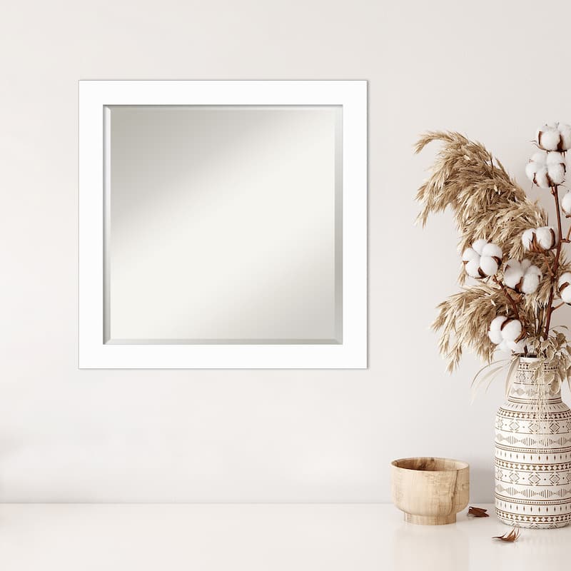 Basic Narrow Beveled Wood Framed Wall Mirror
