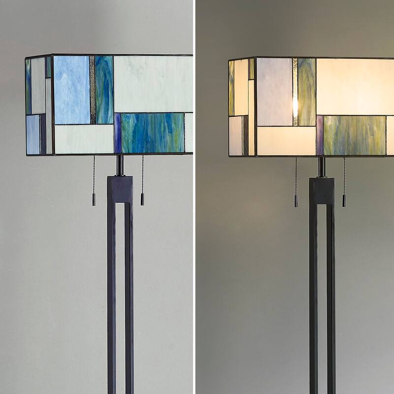 HOMEGLAM Aurae 62" H Modern Tiffany Glass Floor Lamp