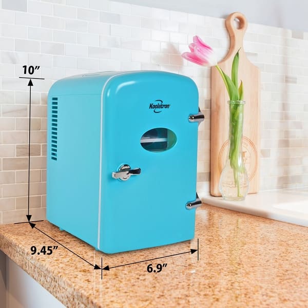 Koolatron 4L Retro Portable Mini Fridge 12V DC 110V 6 Can Cooler 