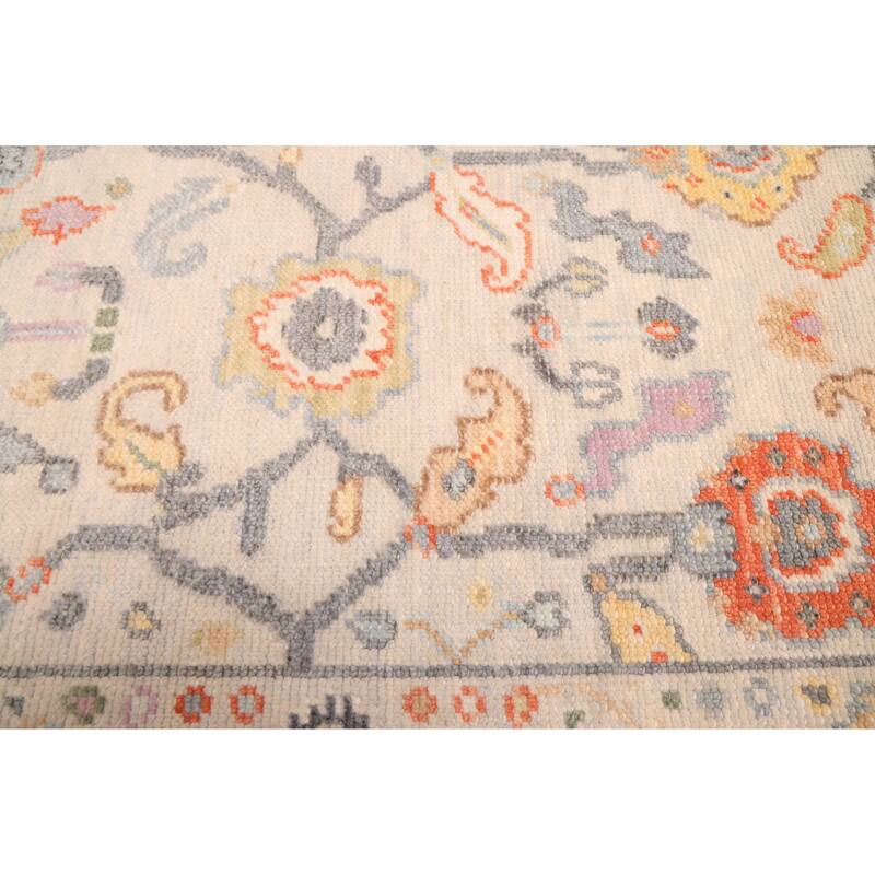 ECARPETGALLERY Hand-knotted Modern Oushak Light Grey Wool Rug - 2'7 x 8'0