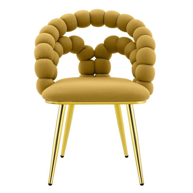 Set of 2 Velvet Dining Chairs with Metal Legs, Modern Upholstered Accent Chairs for Dining Room & Kitchen