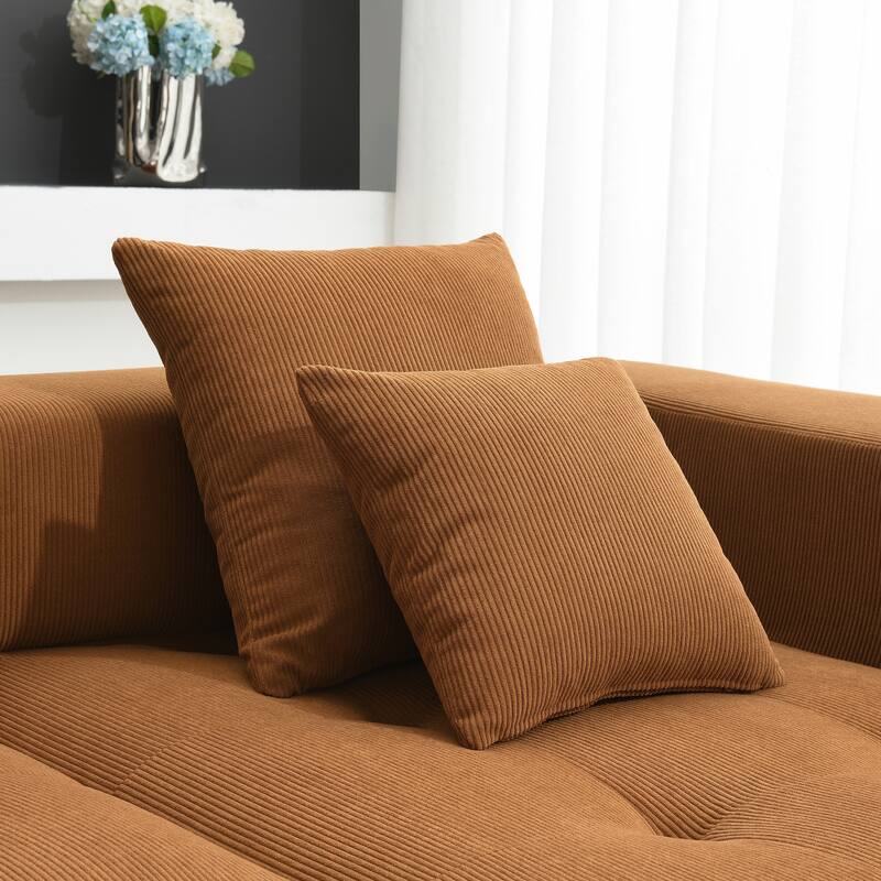 105.5" Corduroy L-Shaped Modular Sectional Sofa with Wide and Deep Seat, Tufted Design, and No Assembly Required