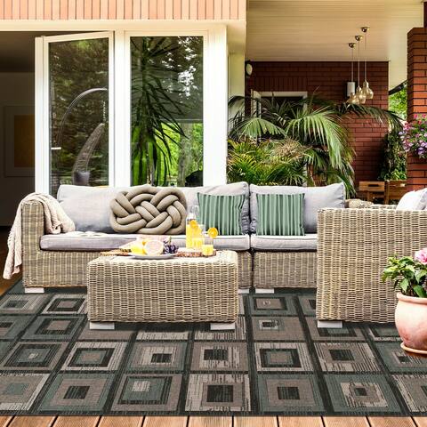 Color Block Tile Geometric Indoor/ Outdoor Area Rug by Superior