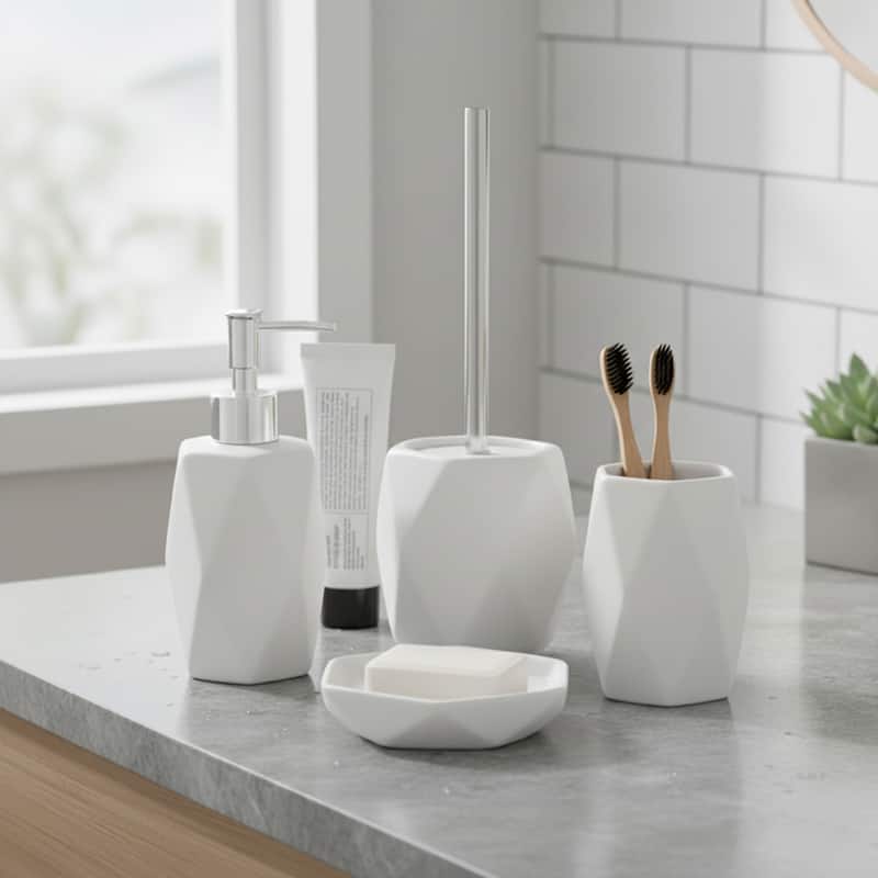 Diamond Bath Set Accessories White or Black