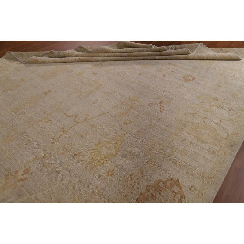 Vegetable Dye Oushak Turkish Area Rug Handmade Floral Wool Carpet - 8'8"x 11'9"