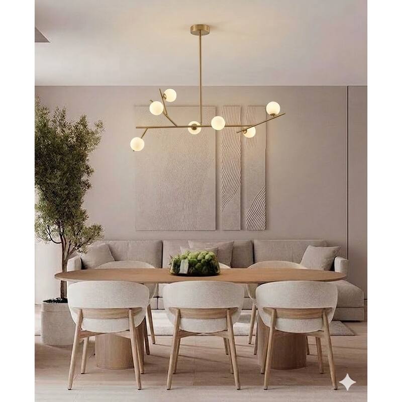 Transitional 7-Light Brass Chandelier With Clear And White Glass Shades