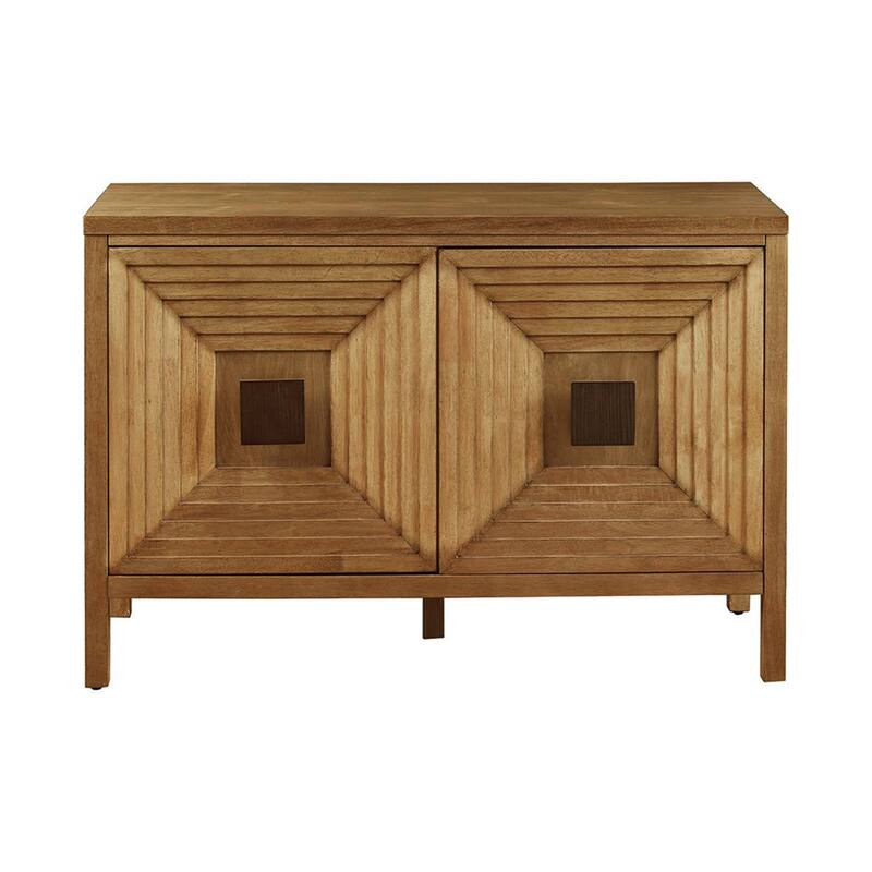 Roomfitters 2-Door Accent Cabinet with Adjustable Shelves, Solid Wood Storage Cabinet, Natural Elm Finish