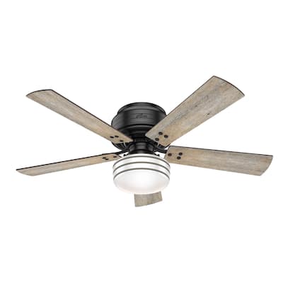Hunter 52" Cedar Key Outdoor Low Profile Ceiling Fan with LED Light Kit and Handheld Remote, Damp Rated