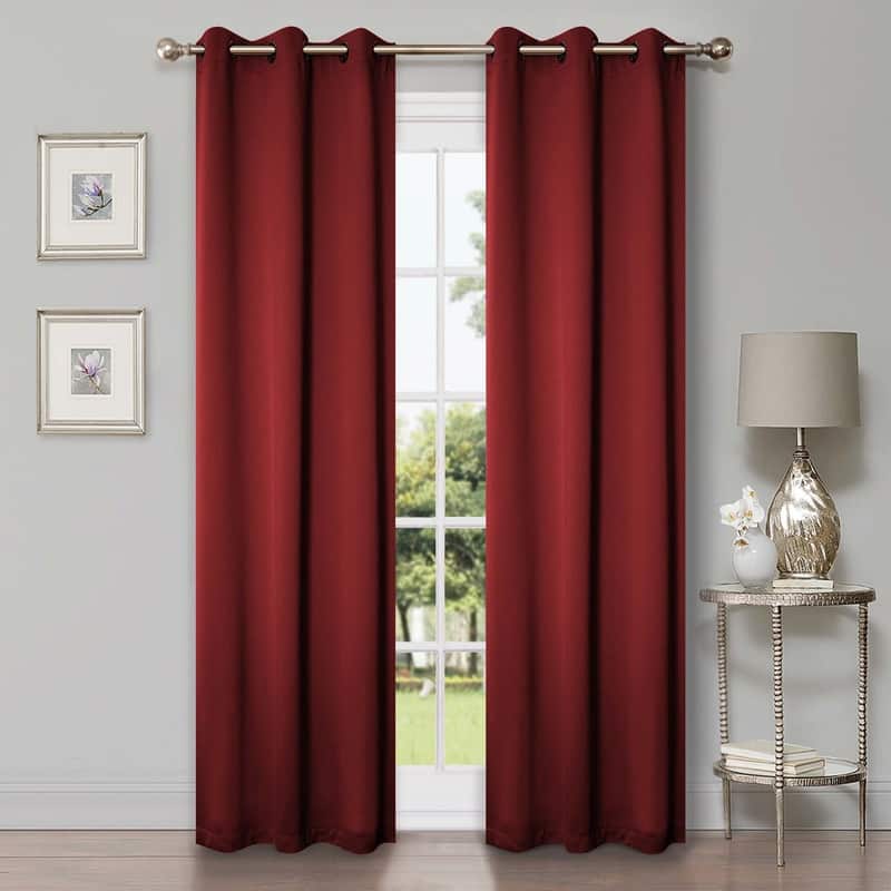Superior Solid Machine Washable Room Darkening Grommet Curtains, Set of 2