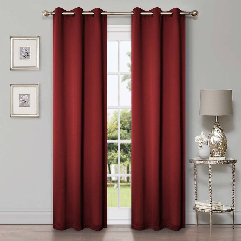 Superior Solid Machine Washable Room Darkening Grommet Curtains, Set of 2