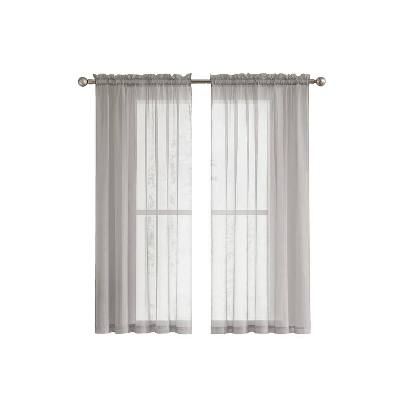 Window Elements Diamond Sheer Voile Extra Wide, 56 Inch Wide. Rod Pocket Curtain Panel - 56 x 95 - Red