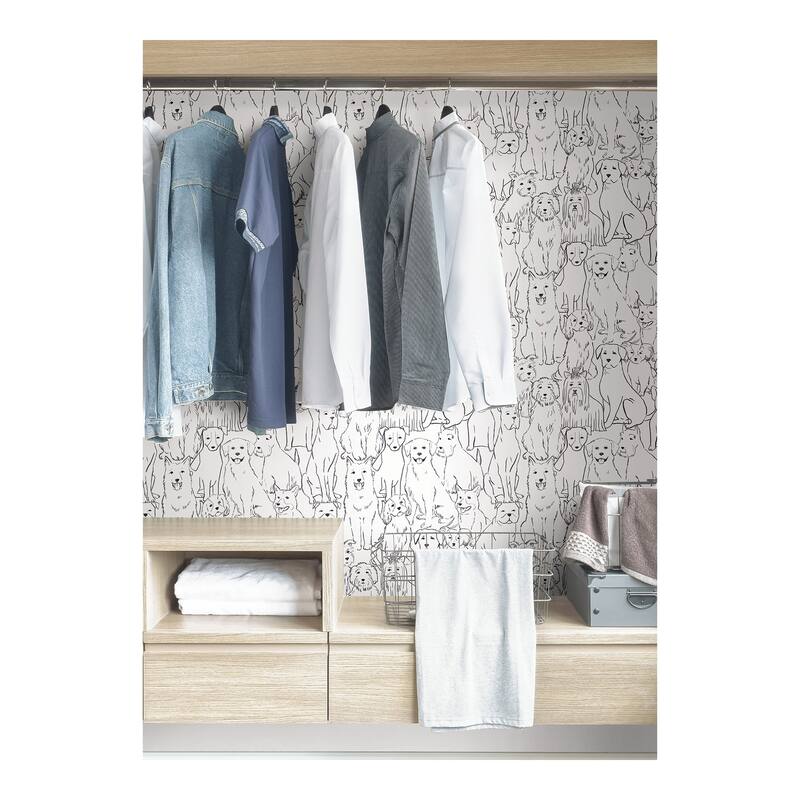 NuWallpaper Black & White Paws On Peel & Stick Wallpaper - 216in x 20.5in x 0.025in