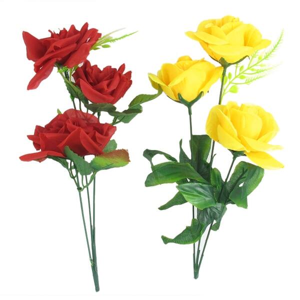 Shop Unique Bargains Office Manmade Fabric Red Yellow Flower