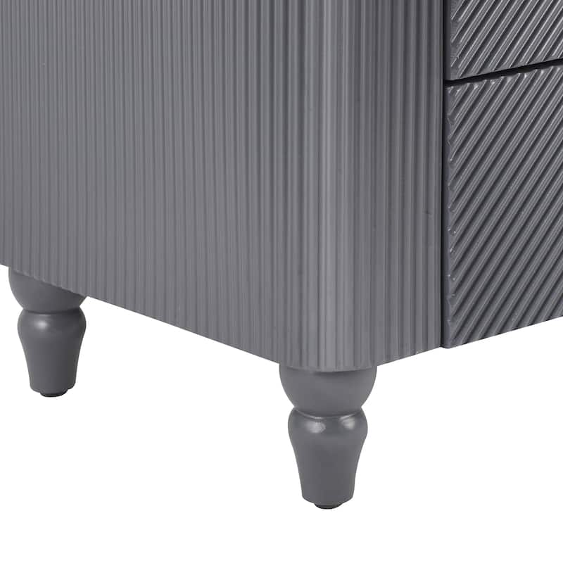 Dark Gray Bedside Table End Table Side Table with 3 Drawers, Storage Cabinet Corner Table Lamp Table