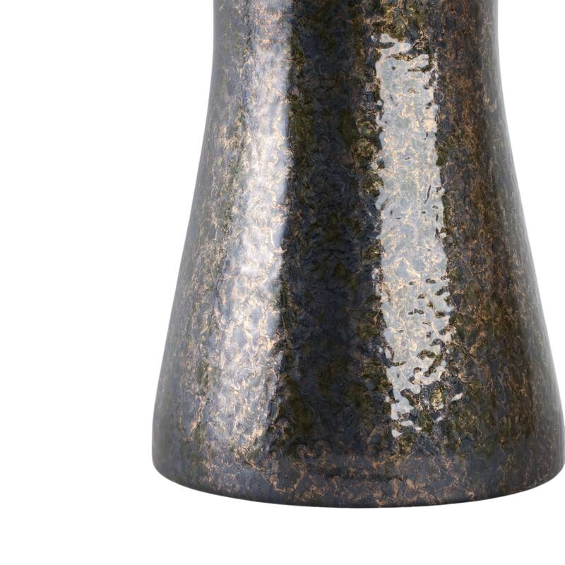 Glass Vase with Modern Sculptural Metal Brass Accent and Stone Detail