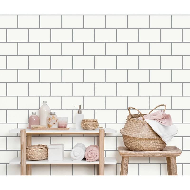 Fine Decor Metro Silver Tile Wallpaper