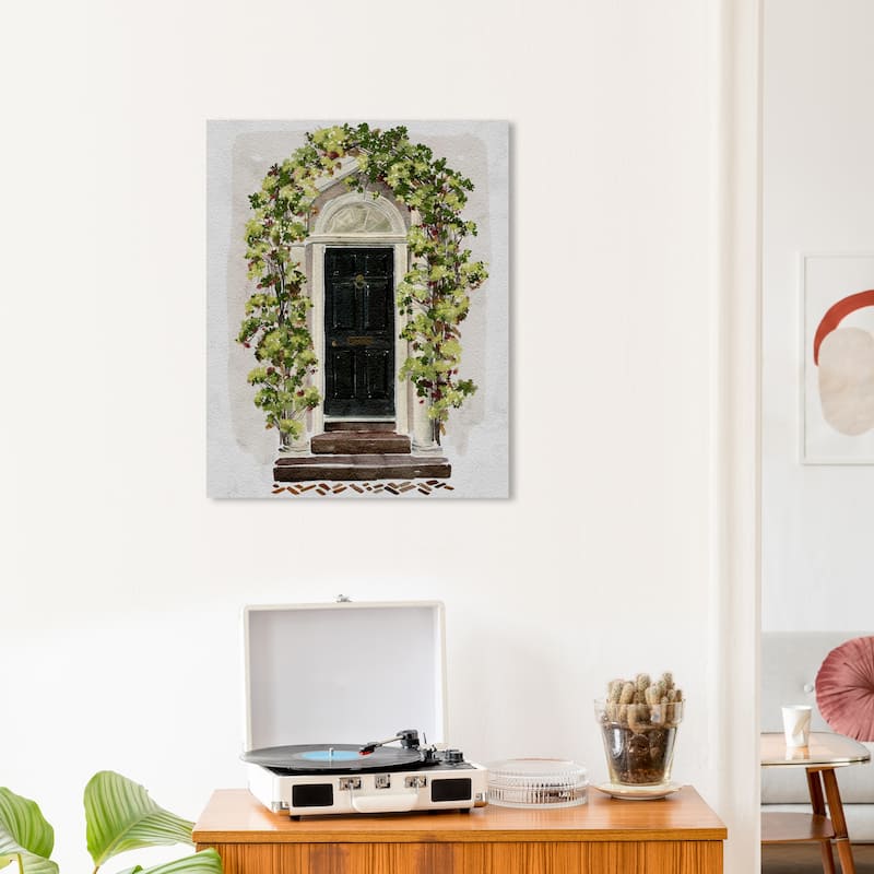 Wynwood Studio Canvas Floral and Botanical Trendy Entrance Green and Modern & Contemporary Wall Art Canvas Print - Green, Black - 24 x 20