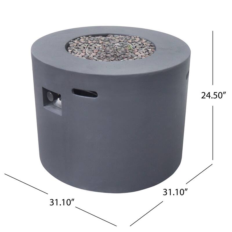 31.1 in. W x 31.1 in. D x 24.5 in. H Round Propane Burning Outdoor Fire Pit in Dark Grey