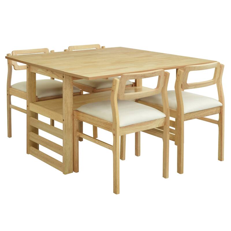 Extendable Dining Table Set for 4 w/Storage Shelf Dining Table