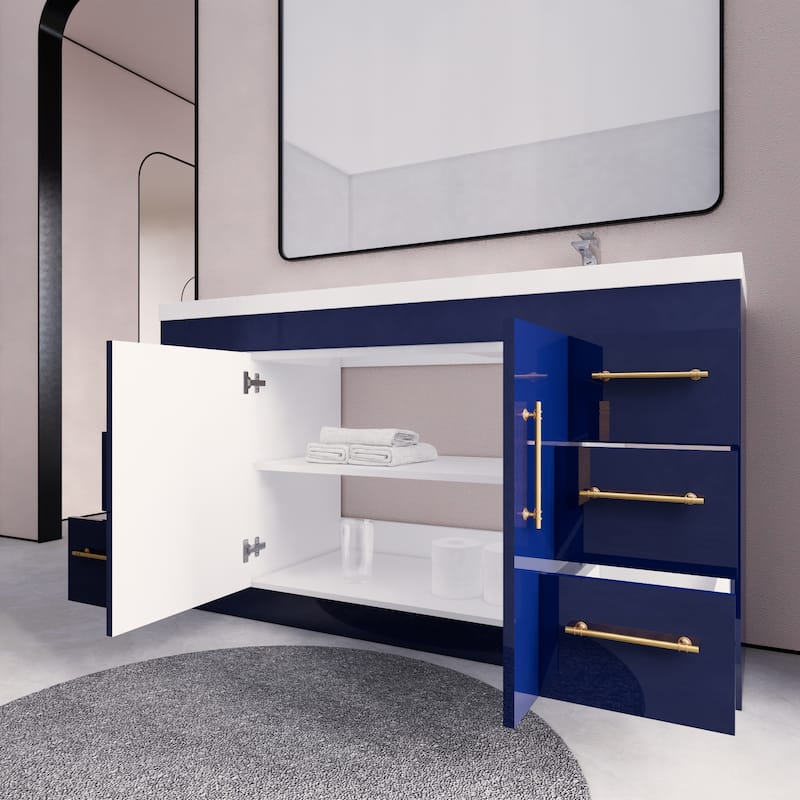 Eliza 60'' Freestanding Vanity Single Sink on the Right